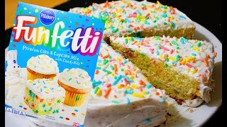 How to Make Funfetti Cake With Frosting  Confetti Cake [upl. by Weir771]