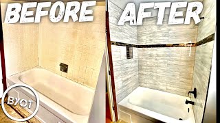 DIY Shower Remodel  START To FINISH Part 2 of 2 [upl. by Monah308]