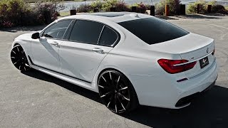 BMW 750i ON 24quot Lexani Wheels CSS15 Black and Machine Tips [upl. by Tehr]