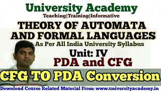 TAFL49Theory of AutomataCFG to PDA ConversionContext Free Grammar to Pushdown Automata [upl. by Amir]