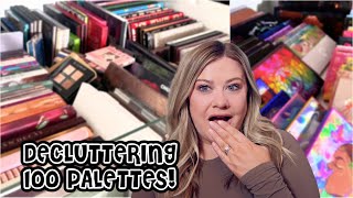 DECLUTTERING ALL MY EYESHADOW PALETTES [upl. by Sirac]