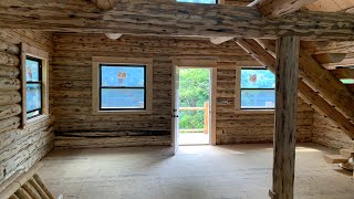 Amish Log Cabin Interior Assembled in 1 week New York [upl. by Hall]