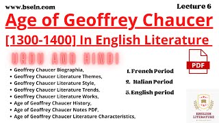 Age of Geoffrey Chaucer  Geoffrey Chaucer Biography  work life style Themes MCQs Notes PDF [upl. by Maddeu564]