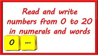 Read and write numbers from 0 to 20 in numerals and words  Y1 Number and Place Value [upl. by Dot180]