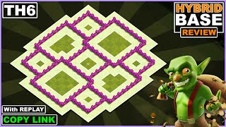 The BEST TH6 HYBRIDTROPHYdefense Base 2022 Town Hall 6 Hybrid Base Design  Clash of Clans [upl. by Onig]