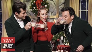 Miley Cyrus Gives Feminist Rendition of Santa Baby on Tonight Show  THR News [upl. by Isborne332]