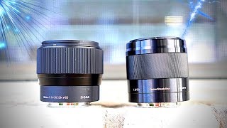 Sigma 56mm F14 vs Sony 50mm F18 [upl. by Ldnek347]